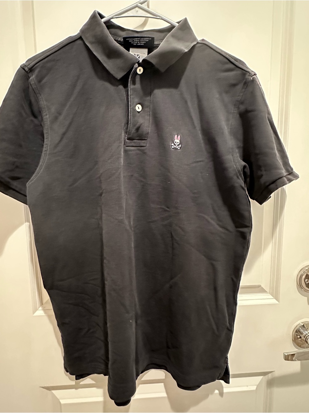 Psycho Bunny Black Distressed Polo Men’s Size S